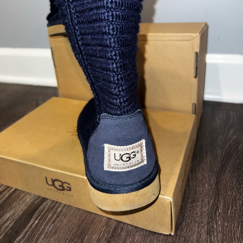 Classic crochet tall indigo Ugg Australia boots